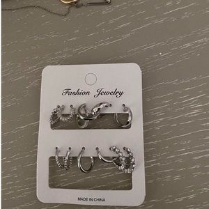 6 pairs Silver Hoop Earrings